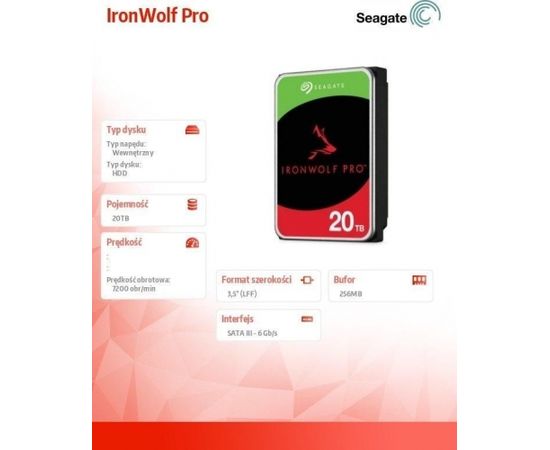 HDDSeagate IronWolf Pro 20 TB 3.5'' SATA III (6 Gb/s)  (ST20000NE000)