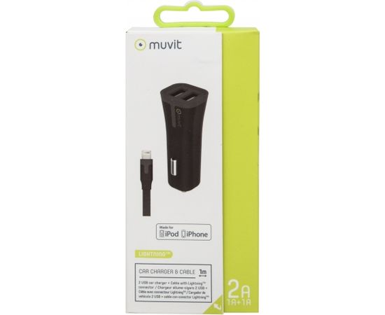 muvit MUPAK0285 Car Charger 2 USB 2A+ Cable Lightning (1m)