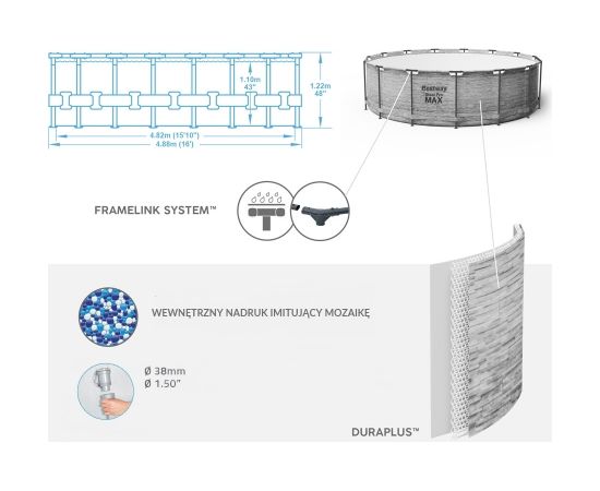 Rāmja baseins — Bestway 10in1, 488x122 Бассейны