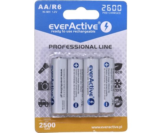 Rechargeable batteries everActive Ni-MH R6 AA 2600 mAh Professional Line