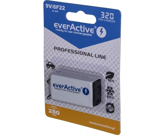 Rechargeable batteries everActive Ni-MH 6F22 9V 320 mAh Professional Line