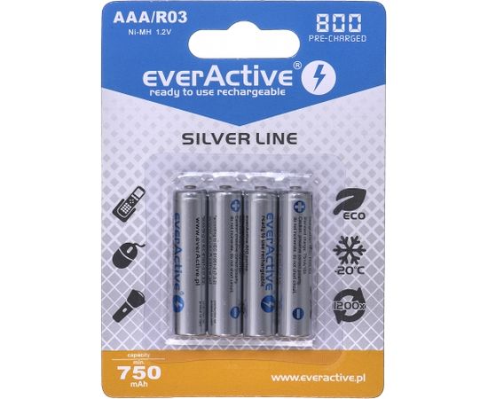 Rechargeable batteries everActive Ni-MH R03 AAA 800 mAh Silver Line