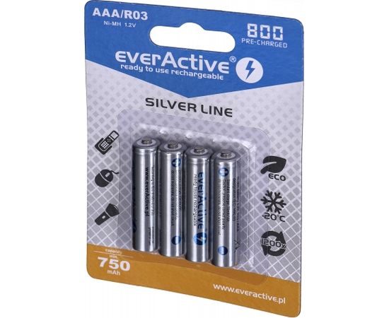 Rechargeable batteries everActive Ni-MH R03 AAA 800 mAh Silver Line