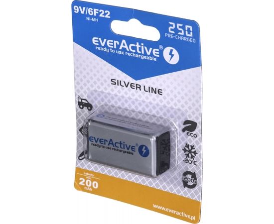 Rechargeable batteries everActive Ni-MH 6F22 9V 250 mAh Silver Line