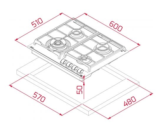 Gas hob Teka GZC 64320 XBC BK