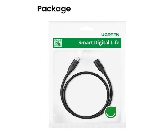 UGREEN USB Type C 3.1 Gen2 Male to Female Cable Nickel Plating 1m (Black)