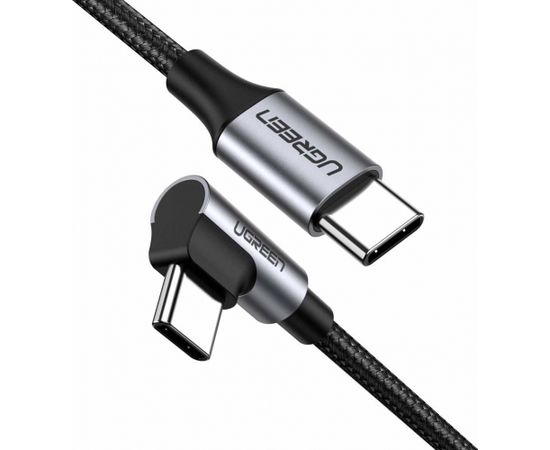 UGREEN US255 USB-C to USB-C Elbow cable, 3A, 60W, 2m (Black)