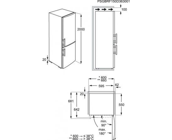 AEG S83920CMXF ledusskapis, 200cm, saldētava apakšā