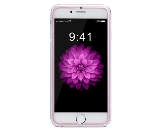 Remax Honor 0.2mm 9H Pilna izmēra Aizsargplēve-stikls ar rozā metāla rāmi priekš iPhone 6 6S 4.7inch