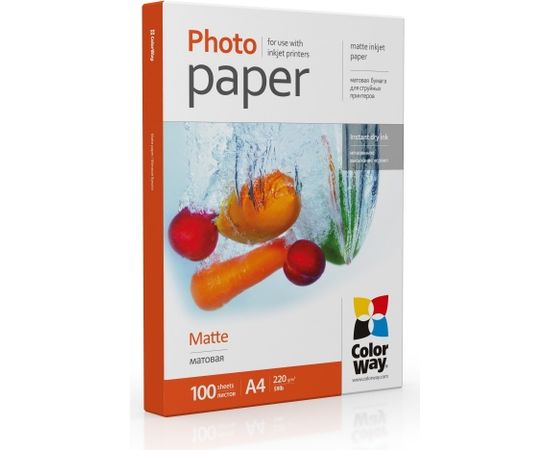 ColorWay Photo Paper 	PM220100A4  Matte, White, A4, 220 g/m²
