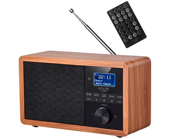 Adler Radio DAB+ Bluetooth AD 118 Display LCD, Black/Brown, Alarm function