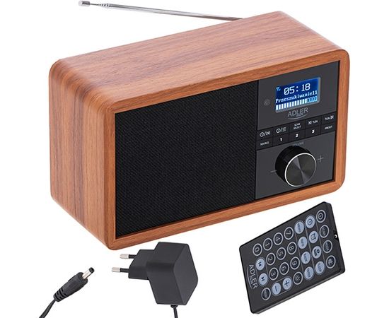 Adler Radio DAB+ Bluetooth AD 1184	 Display LCD, Black/Brown, Alarm function