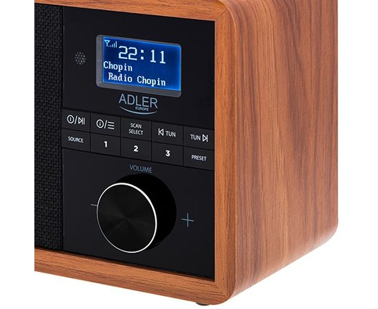 Adler Radio DAB+ Bluetooth AD 1184	 Display LCD, Black/Brown, Alarm function