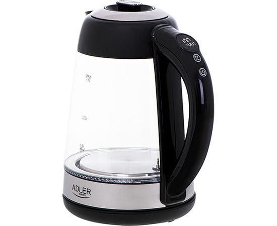 Adler Kettle AD 1285 Electric, 2200 W, 1.7 L, Glass/Stainless steel, 360° rotational base, Grey