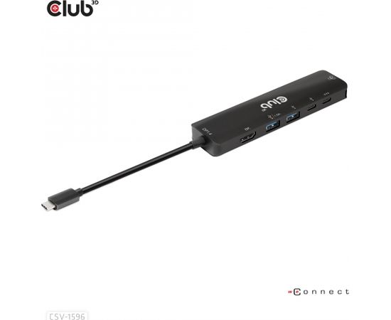 Club 3d CLUB3D USB Gen1 Type-C, 6-in-1 Hub with HDMI 8K30Hz, 2xUSB Type-A, RJ45 and 2xUSB Type-C, Data and PD charging 100 watt