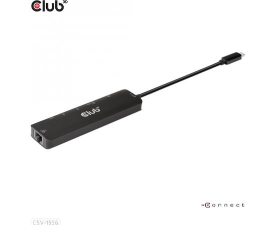 Club 3d CLUB3D USB Gen1 Type-C, 6-in-1 Hub with HDMI 8K30Hz, 2xUSB Type-A, RJ45 and 2xUSB Type-C, Data and PD charging 100 watt