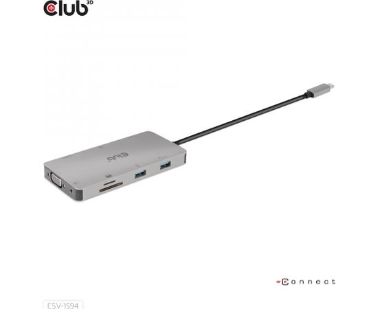 Club 3d CLUB3D USB Gen1 Type-C 9-in-1 hub with HDMI, VGA, 2x USB Gen1 Type-A, RJ45, SD/Micro SD card slots and USB Gen1 Type-C Female port