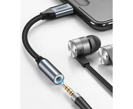 Ugreen 3.5mm mini jack to USB Type C headphone audio adapter 10cm gray