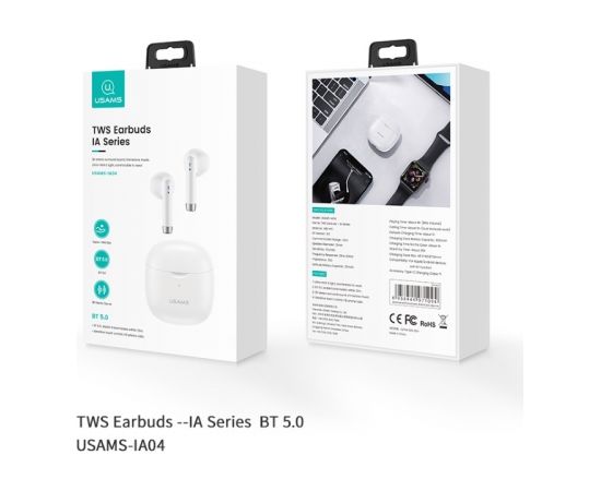 Usams IA04 TWS 3D Stereo / Mono Bluetooth 5.0 Bezvadu Hi-Fi Austiņas ar HD Mik. Uzlādes maku Zila