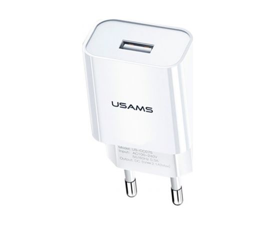 Usams T21 Komplekts 2in1 Adaptīvs Ātrs 2.1 USB tīkla lādētājs + USB uz Micro USB 1m Kabelis Balta