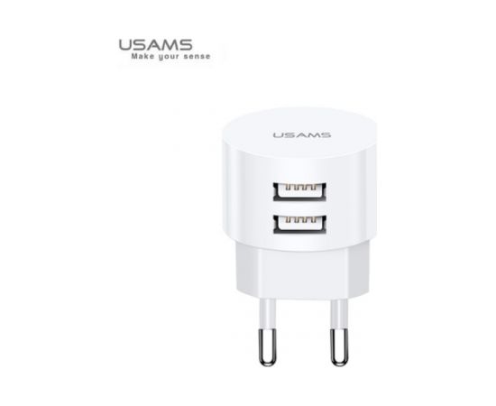 Usams US-T20 Apaļas formas & Kompakts mini Ātrs 2.1 USB tīkla lādētājs Balta