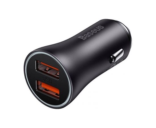 Baseus Golden Contactor Max car charger, 2x USB, 60W (gray)