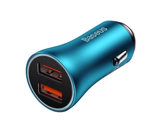 Baseus Golden Contactor Max car charger, 2x USB, 60W (blue)
