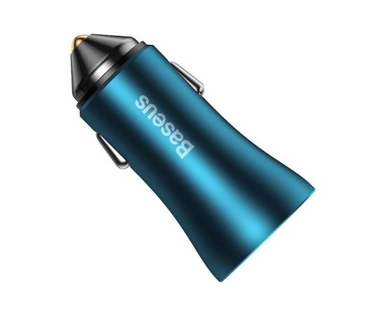 Baseus Golden Contactor Max car charger, 2x USB, 60W (blue) Автомобильные зарядные устройства