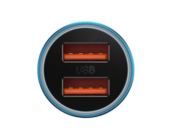 Baseus Golden Contactor Max car charger, 2x USB, 60W (blue) Автомобильные зарядные устройства