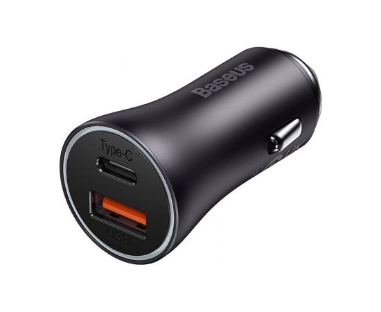 Baseus Golden Contactor Max car charger, USB + USB-C, 60W (gray) Telefonu lādētāji 12v Automašīnām