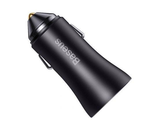 Baseus Golden Contactor Max car charger, USB + USB-C, 60W (gray) Telefonu lādētāji 12v Automašīnām