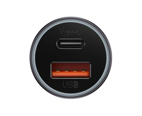Baseus Golden Contactor Max car charger, USB + USB-C, 60W (gray) Telefonu lādētāji 12v Automašīnām