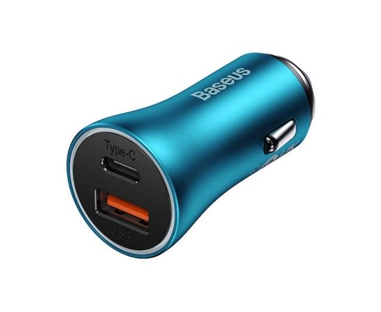 Baseus Golden Contactor Max car charger, USB + USB-C, 60W (blue)