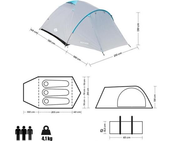 Telts NC6013 CAMPING TENT ROCKER NILS CAMP (3 personām)