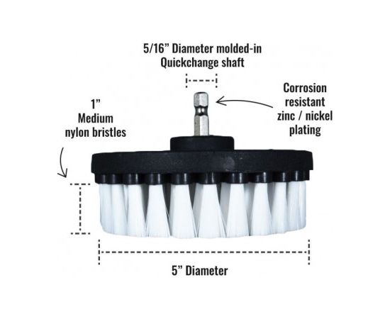 Профессиональная щетка Premium Drill Brush 3шт.- очень мягкий, белый, 13цм.
