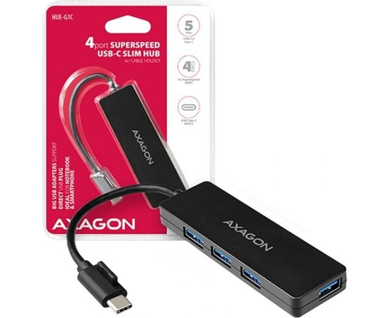 AXAGON HUE-G1C 4x USB3.1 Gen1 SLIM hub w. 14cm Type-C cable