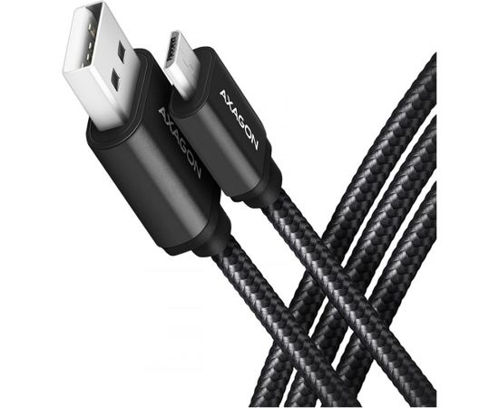 Axagon Data and charging USB 2.0 cable length 1.5 m. 2.4A. Black braided.