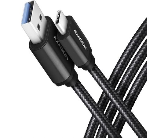 Axagon Data and charging USB 3.2 Gen 1 cable lengh 1 m. 3A. Black braided.