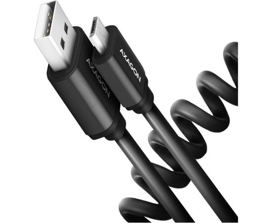Axagon Data and charging USB 2.0 cable lengh 0.6 m. 2.4A. Black twisted.