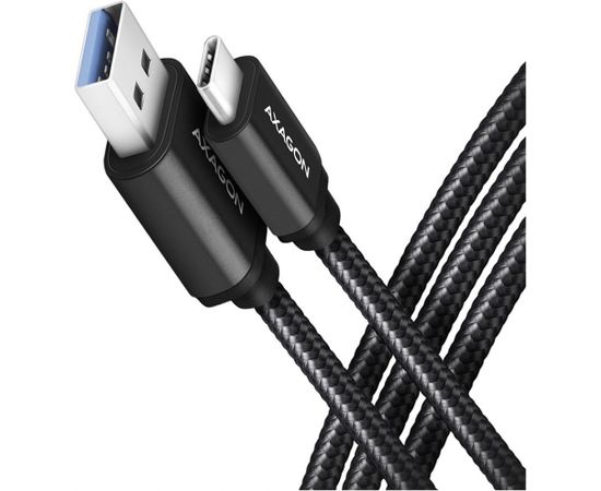 Axagon Data and charging USB 3.2 Gen1 cable lengh 2 m. 3A. Black braided.