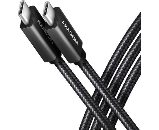Axagon Data and charging USB 3.2 Gen 2 cable lengh 1 m. PD 100W, 5A, 4K HD video. Black braided.