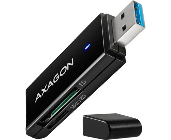 Axagon Slim super-speed USB 3.2 Gen 1 card reader with a direct USB-A connector.