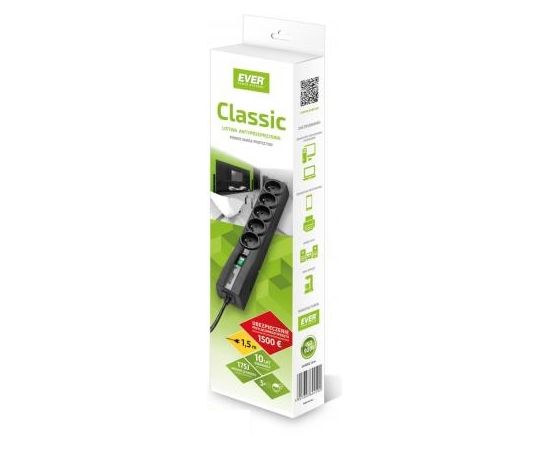 Ever CLASSIC 5 AC outlet(s) 250 V Black 1.5 m