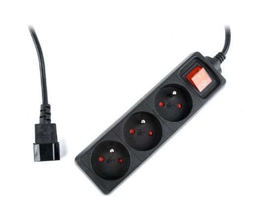 Energenie Gembird EG-PSU3F-01 UPS power strip, 3 FR sockets, C14 plug, 10A, 0.6m cable, black color