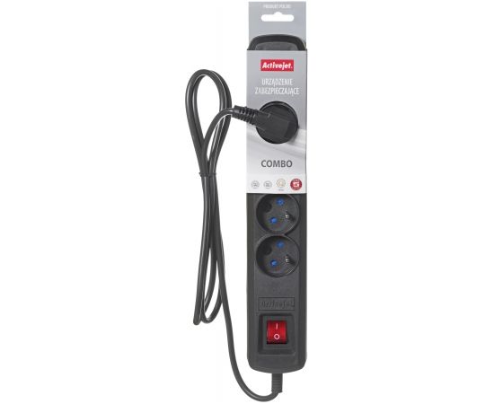 Activejet black power strip with cord ACJ COMBO 5G 1,5M/BEZP.AUTO/CZ