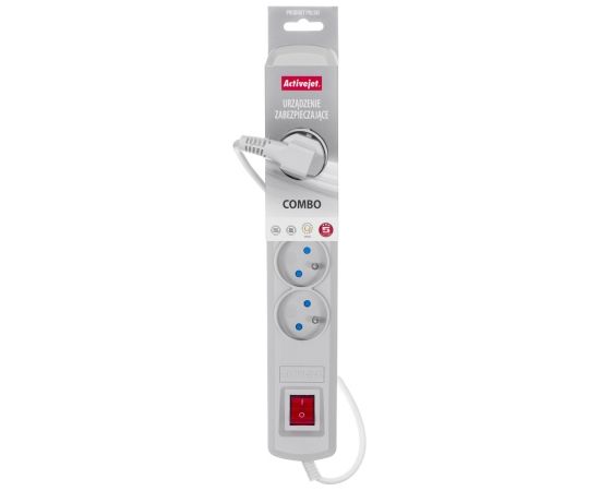 Activejet grey power strip with cord ACJ COMBO 5G/3M/BEZP. AUT/S