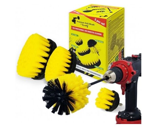 Профессиональная щетка Premium Drill Brush 5шт.- средний мягкий, желтый, 13цм.