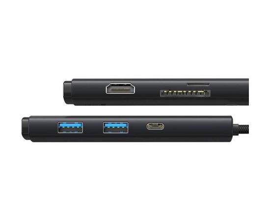 Baseus Lite Series Hub 6w1 USB-C to 2x USB 3.0 + USB-C + HDMI + SD/TF (black)