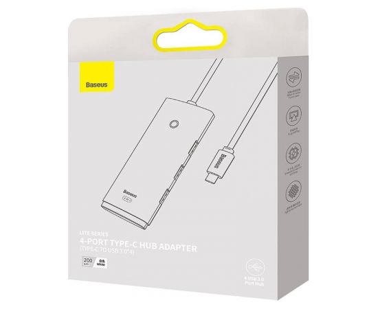 Baseus Lite Series Hub 4in1 USB-C to 4x USB 3.0 + USB-C, 2m (White) USB / Type-C Hub