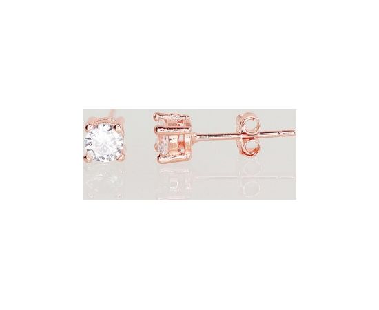 Sudraba auskari-puseti #2202995(PAu-R)_CZ, Sudrabs	925°, sarkanais zelts (pārklājums), Cirkoni , 0.9 gr.